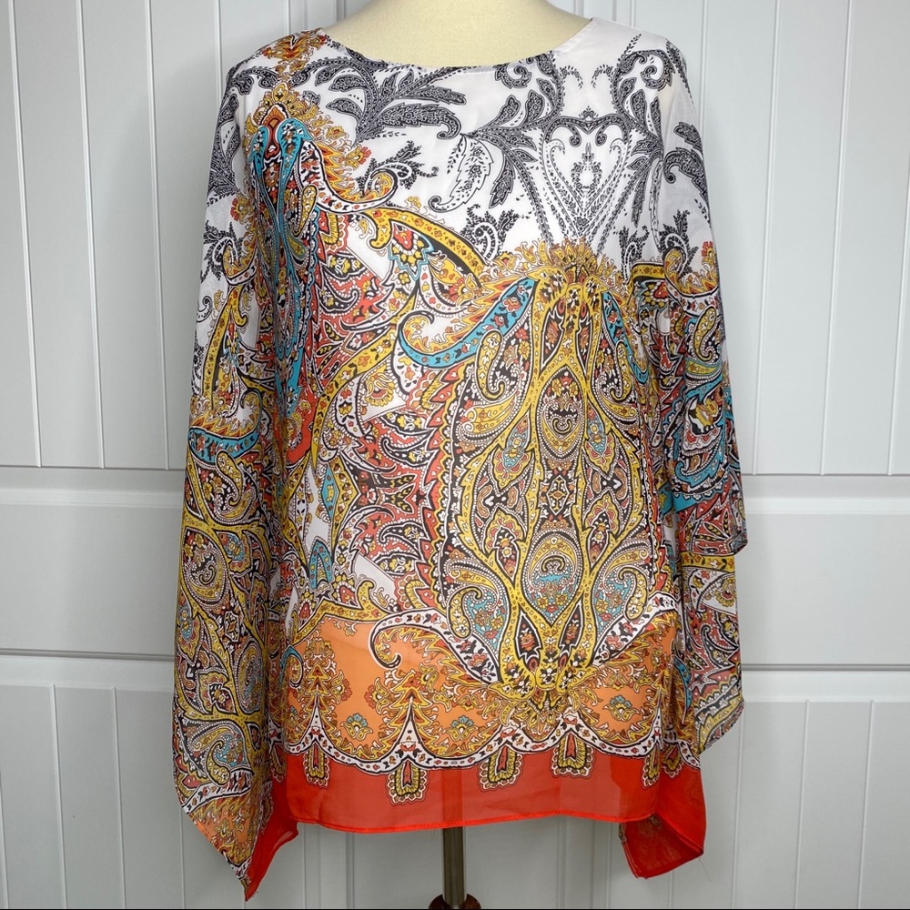 5/$25! Sioni colorful poncho kimono top size small